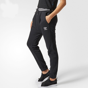 CY7490 三叶草女士系带字母印花束脚运动长裤 Adidas 阿迪达斯正品