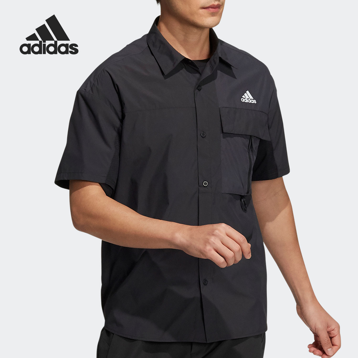 Adidas/阿迪达斯正品男子舒适休闲运动短袖衬衫T恤 H13778