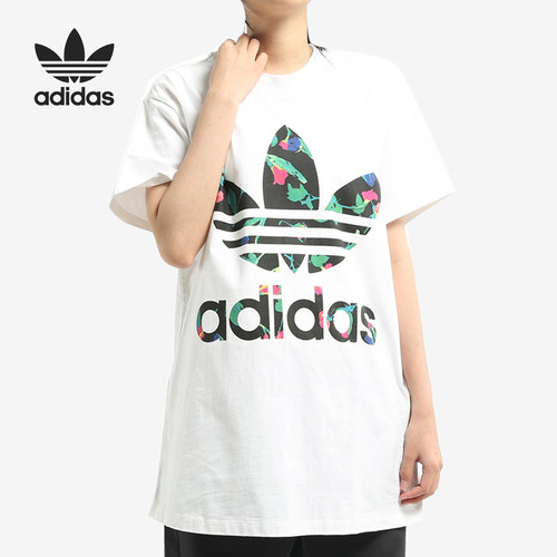 Adidas/阿迪达斯官方正品三叶草女子圆领宽松运动休闲T恤 FL0027