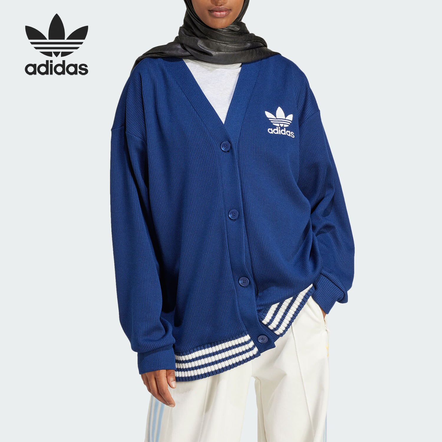 Adidas/阿迪达斯官方正品三叶草CARDIGAN女士针织宽松开衫IR5292