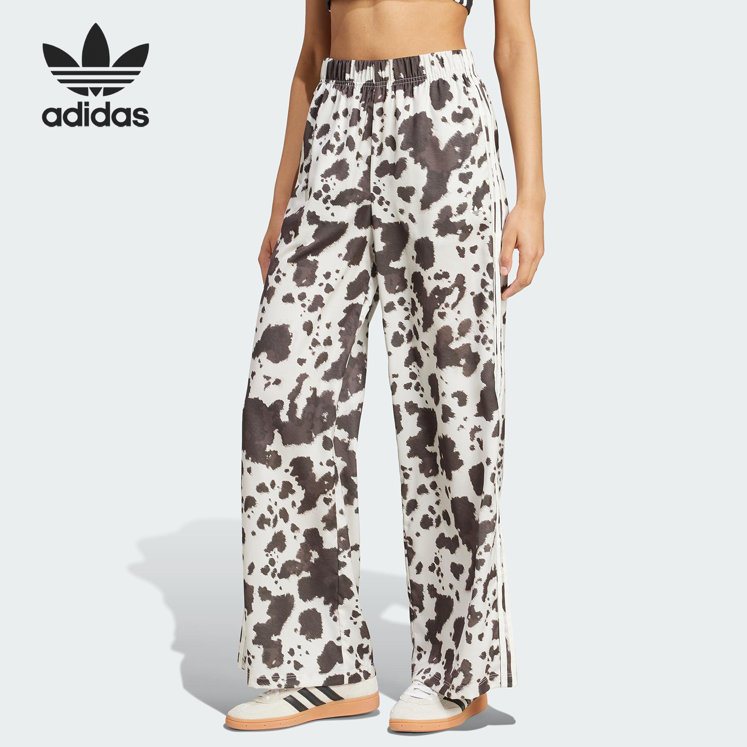 Adidas/阿迪达斯官方正品三叶草女士动物纹印花运动长裤KA2668