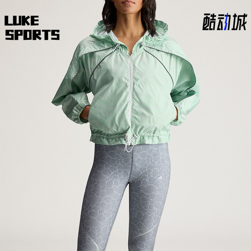 Adidas/阿迪达斯正品2026女士休闲印花收腰经典连帽外套JY8195
