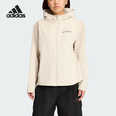 Adidas/阿迪达斯官方正品2025女士户外保暖宽松软壳外套JV6235