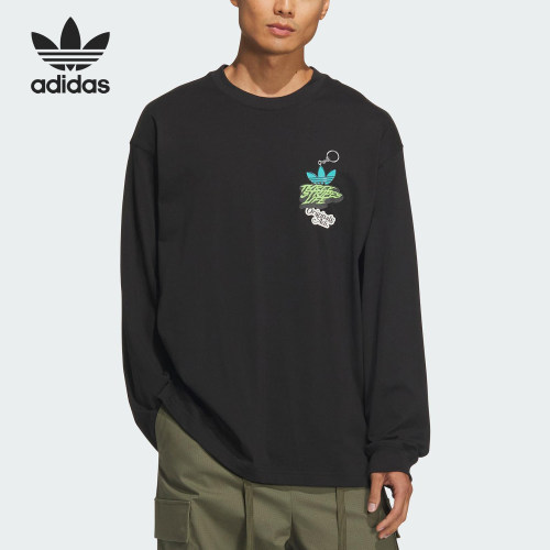 Adidas/阿迪达斯官方正品三叶草男士针织印花宽松运动T恤JL7499