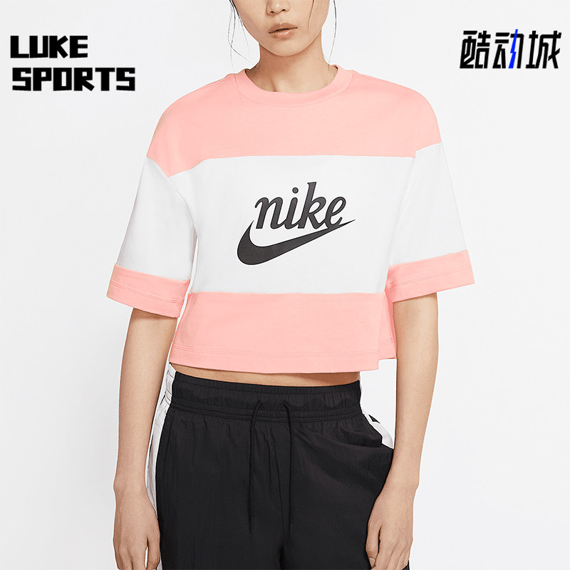 Nike/耐克正品夏季新款女士拼接短款透气运动短袖CK1302-101图片