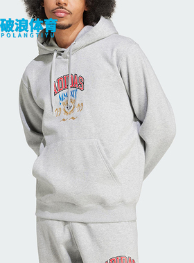 Adidas/阿迪达斯正品三叶草男士休闲针织宽松连帽日常卫衣IX6770