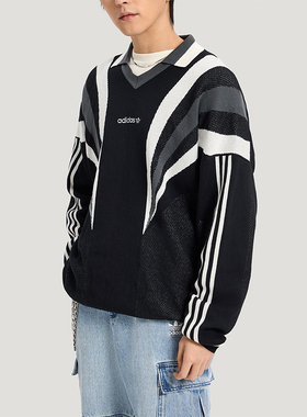Adidas/阿迪达斯正品三叶草男士针织运动经典宽松套头毛衣KW2018