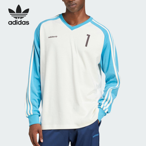 Adidas/阿迪达斯正品三叶草男士V领户外宽松运动长袖JC8374