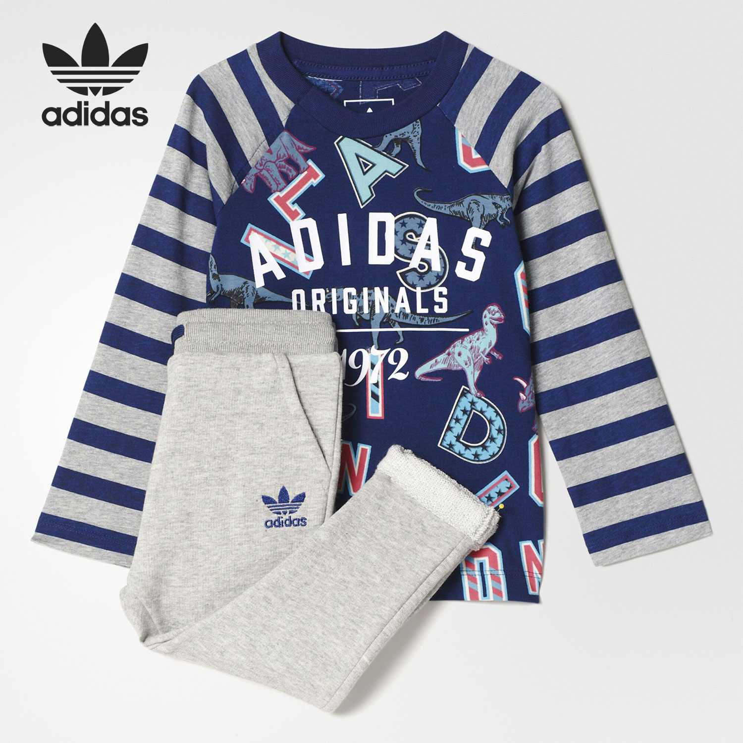 Adidas/阿迪达斯正品三叶草新款婴童休闲长袖长裤套装S95945