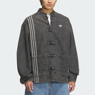 Adidas/阿迪达斯正品三叶草男女立领牛仔宽松唐装外套JY8275