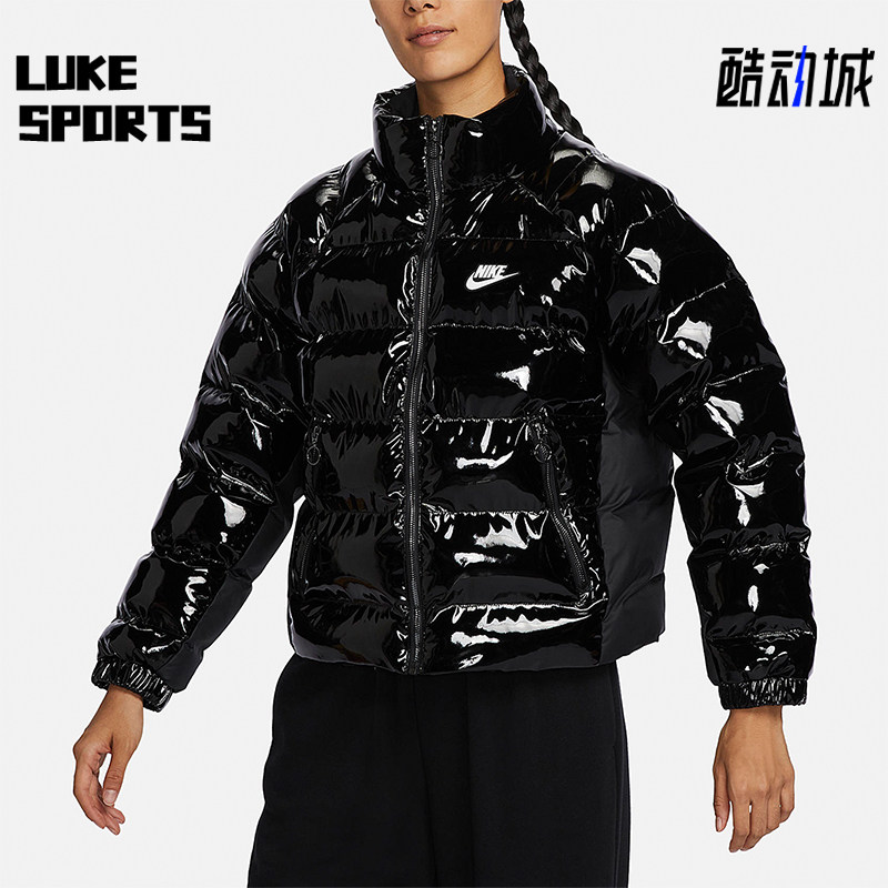 Nike/耐克正品冬季新款女子时尚漆皮朋克运动外套保暖棉服FQ3575