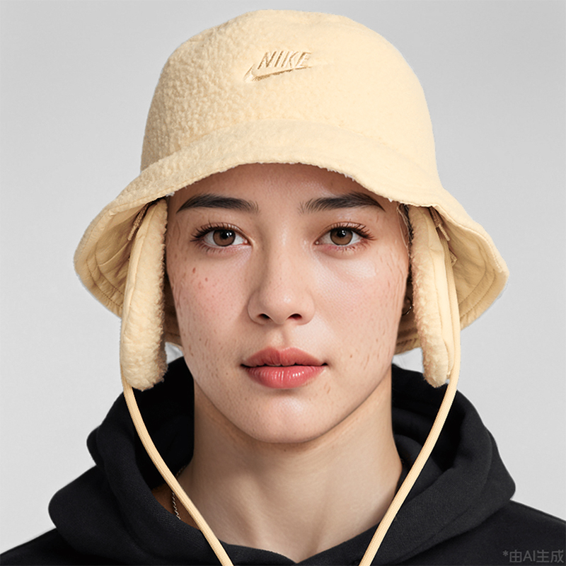 耐克男女同款毛绒保暖渔夫帽