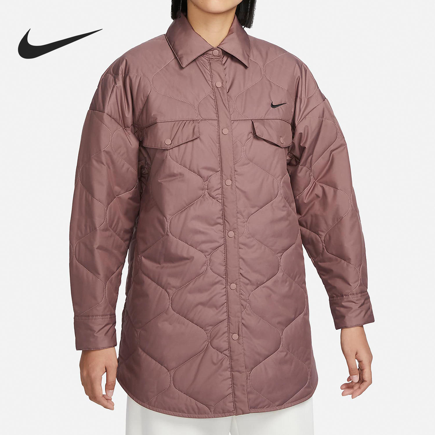 Nike/耐克正品2024新款女士休闲保暖运动翻领棉服FB8733-208