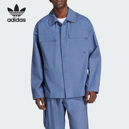 Adidas/阿迪达斯正品三叶草男士翻领休闲宽松长袖衬衫IU2345