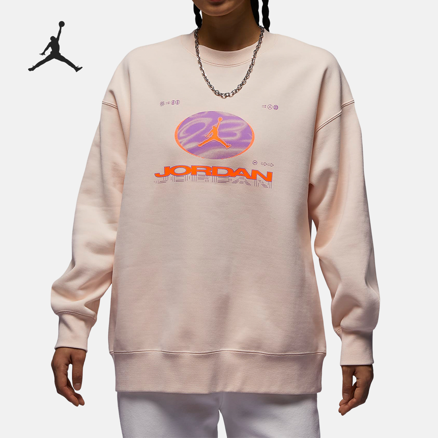 Nike/耐克正品JORDAN女士加绒运动保暖圆领卫衣FV4021-823