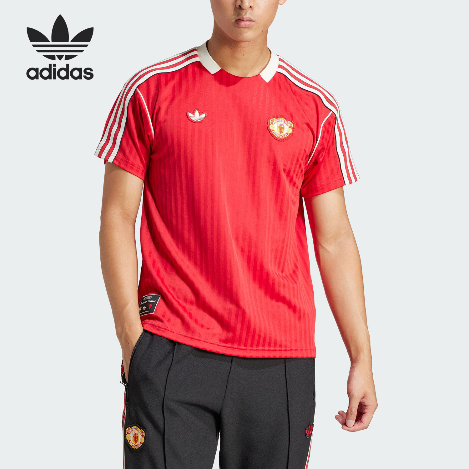 Adidas/阿迪达斯官方正品三叶草男士足球运动透气训练短袖JF0386