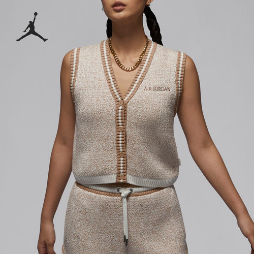 Nike/耐克正品Jordan女士时尚休闲V领无袖运动马甲FV7114-133