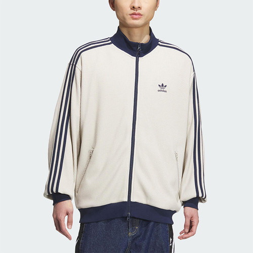Adidas/阿迪达斯正品三叶草男士休闲宽松立领华夫格外套KC2618