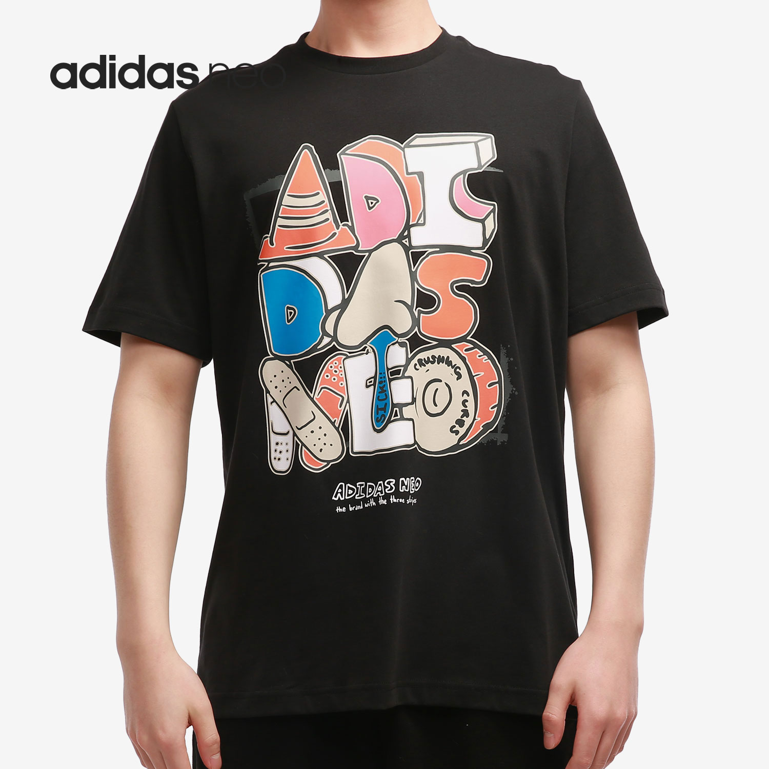 Adidas/阿迪达斯正品 NEO 夏季男子印花休闲运动短袖T恤 GP4867