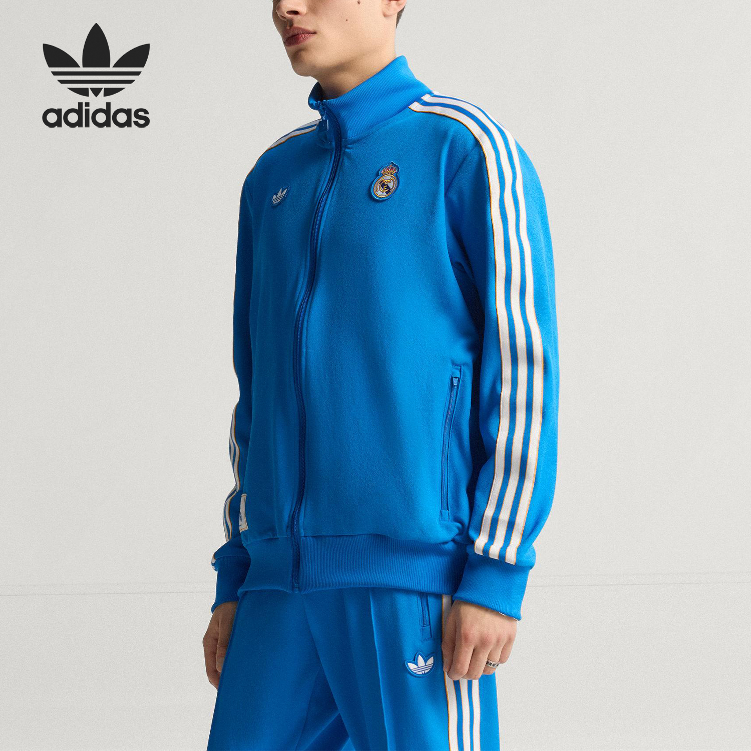 Adidas/阿迪达斯官方正品三叶草男士运动立领足球修身外套JN3058