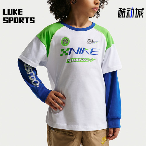 Nike/耐克正品Victory Lap小童透气假两件经典长袖T恤IV4743-100