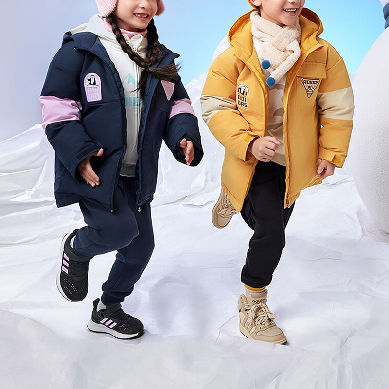 阿迪达斯正品小童连帽羽绒服