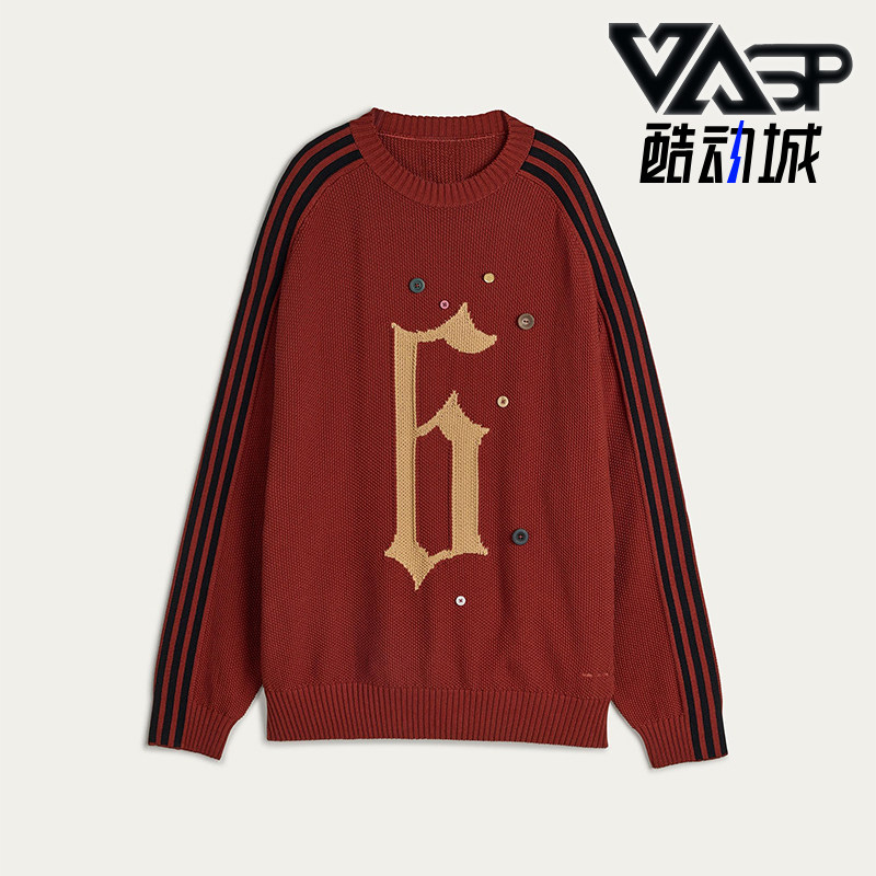 Adidas/阿迪达斯正品2025秋季款男女休闲保暖针织宽松卫衣KC0327