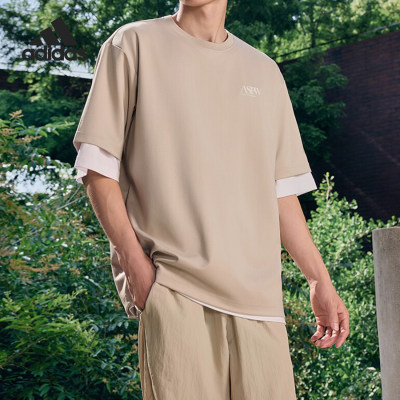 Adidas/阿迪达斯正品新款男士休闲印花宽松运动短袖T恤JD0383
