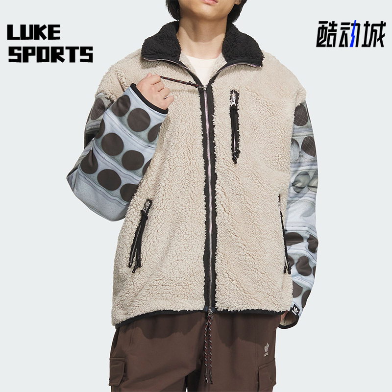 阿迪达斯加绒运动宽松夹克外套