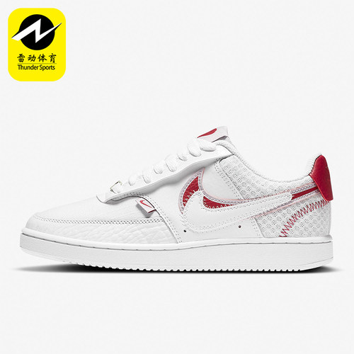 Nike/耐克正品CourtVision1双钩新款女经典白红色板鞋CI7827-100