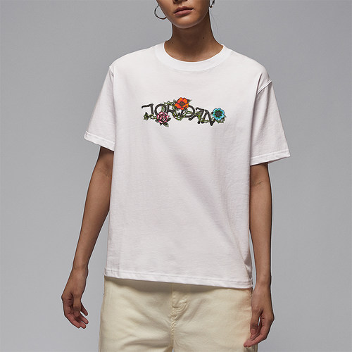 Nike/耐克正品JORDAN女士运动时尚圆领针织透气短袖IH2389-100