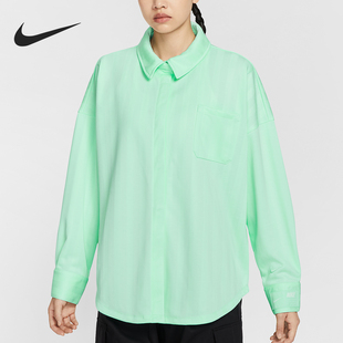 HV1957 Sportswear女士宽松条纹翻领衬衫 353 耐克正品 Nike