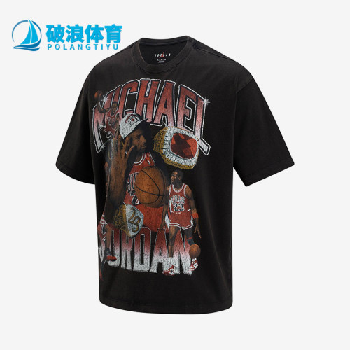 Nike/耐克正品JORDAN男士透气经典图案印花圆领运动T恤HM7132-010