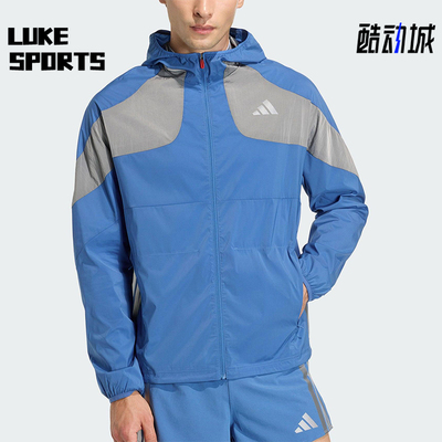 Adidas/阿迪达斯正品2025冬季款男士运动连帽拼接跑步外套KB1492
