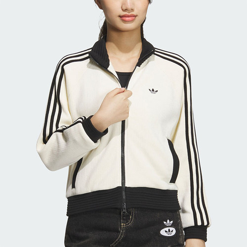Adidas/阿迪达斯正品三叶草女士立领三条纹经典外套JN0722