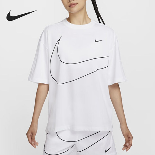 Nike/耐克正品秋季新款女士宽松休闲运动针织短袖HQ1581-100