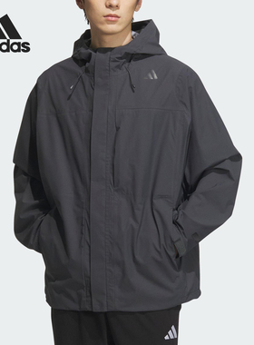 Adidas/阿迪达斯正品2025男士运动户外连帽徒步冲锋衣JM0978