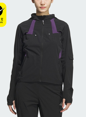 Adidas/阿迪达斯正品舒适春季款女士连帽拼接运动外套KF4923