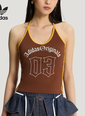 Adidas/阿迪达斯正品三叶草女士舒适修身挂脖潮流T恤KT3050