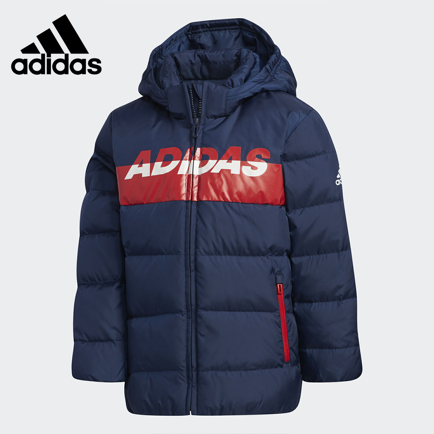 阿迪达斯小童连帽运动羽绒服