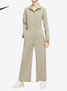 Nike/耐克正品新款女子简约宽松翻领阔腿休闲连体衣CU5961