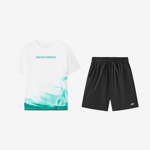 Skechers斯凯奇正品儿童休闲运动圆领透气套装P226B029-0019