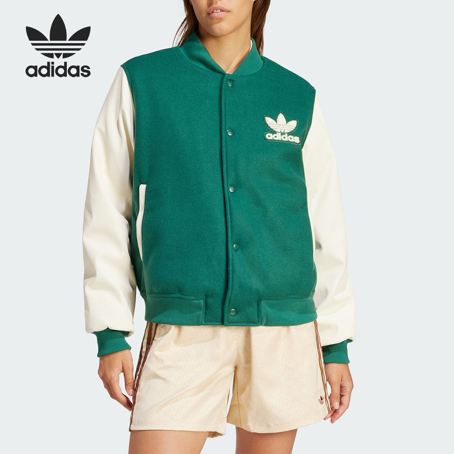 Adidas/阿迪达斯官方正品VRCT JACKET女士印花运动宽松棉服IT7826