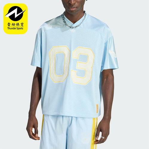 Adidas/阿迪达斯正品三叶草男士运动复古V领球衣短袖T恤KU3878