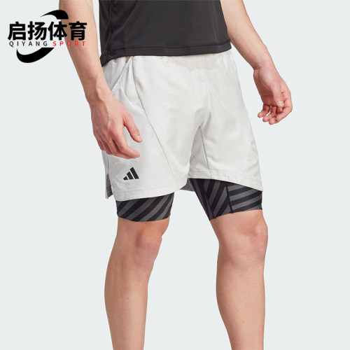 Adidas/阿迪达斯正品AeroreadyTwo-In-OnePro网球经典短裤IU3204