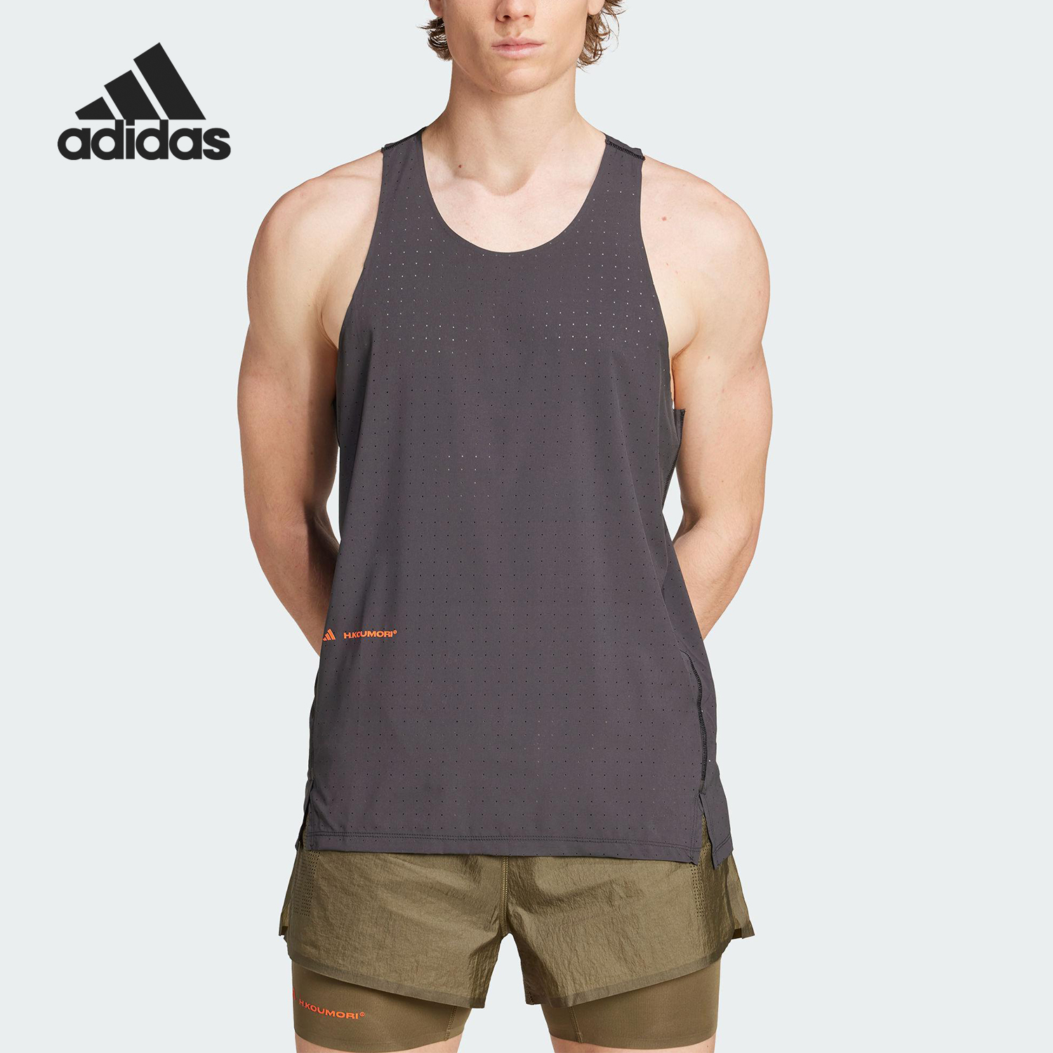 Adidas/阿迪达斯官方正品2025夏季款男士工字跑步T恤背心JY4087