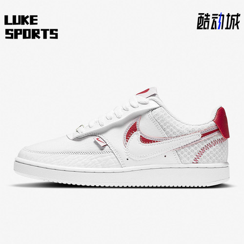 Nike/耐克正品CourtVision1双钩新款女经典白红色板鞋CI7827-100