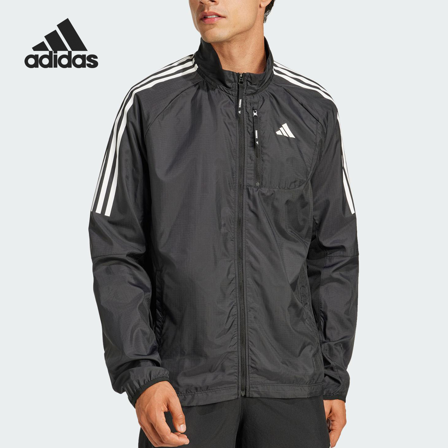 Adidas/阿迪达斯正品新款男士梭织运动跑步立领外套JD2322