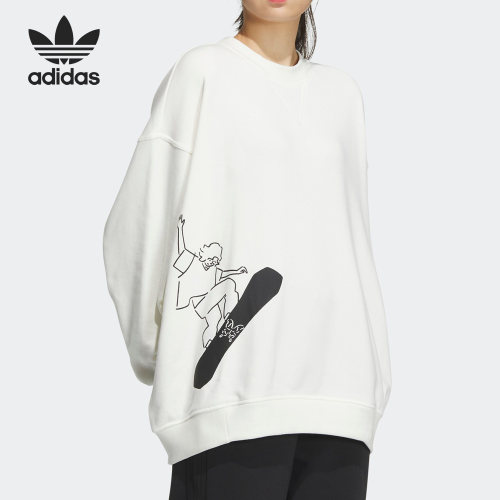 Adidas/阿迪达斯官方正品三叶草新款女子圆领休闲套头卫衣IK4315