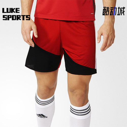 Adidas/阿迪达斯正品短裤新款男红黑色经典足球运动短裤AJ5869